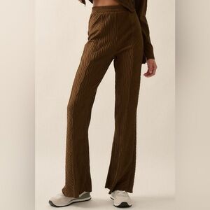 Elegant Brown Textured Women's Pants